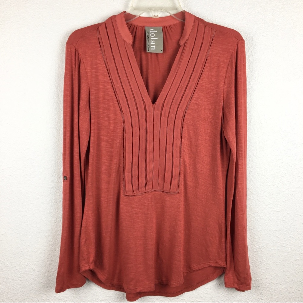 Dolan Anthro V-neck panel slub long sleeve top s